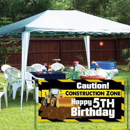 Custom Construction Zone Birthday Banner