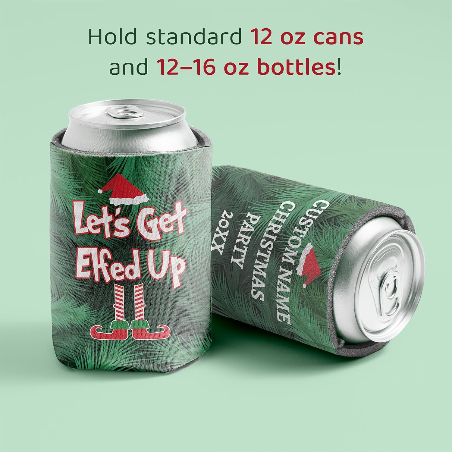 Custom Christmas Can Cooler - Let's Get Elfed Up - Image 3