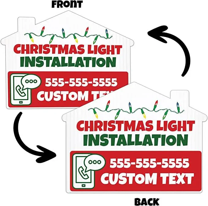 Custom Christmas Lights Installation Signs | 10-Pack | 20 EZ Stakes Included - Image 3