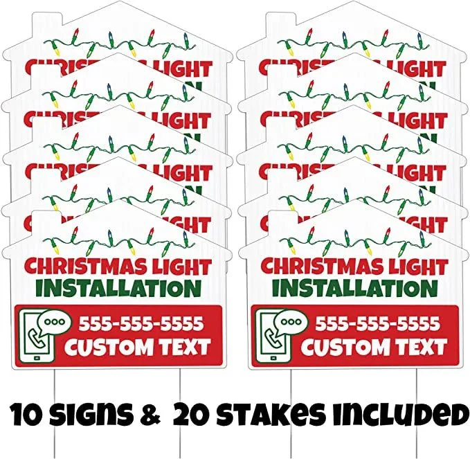 Custom Christmas Lights Installation Signs | 10-Pack | 20 EZ Stakes Included - Image 5