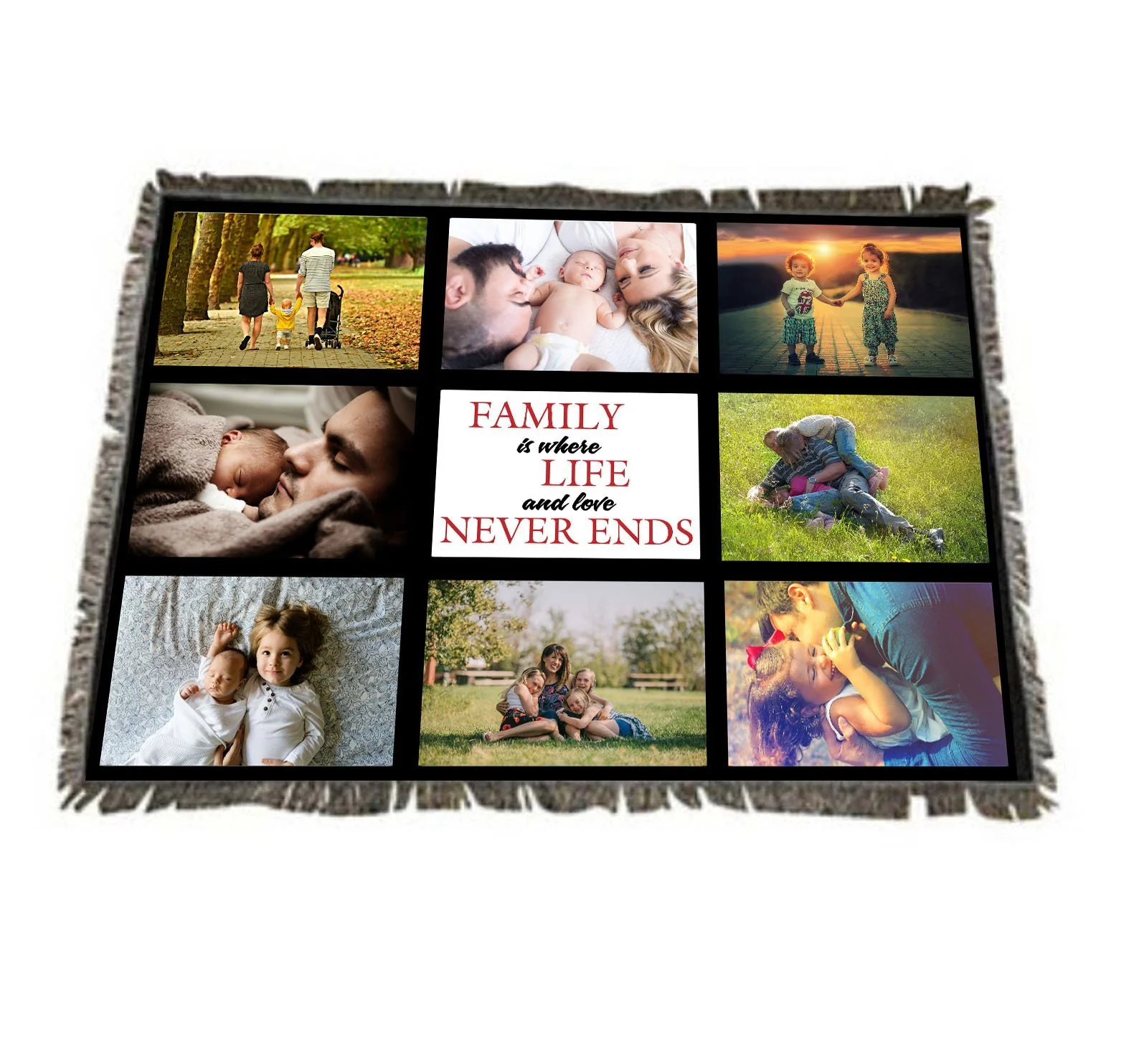 Custom Family Paneled Throw Blanket