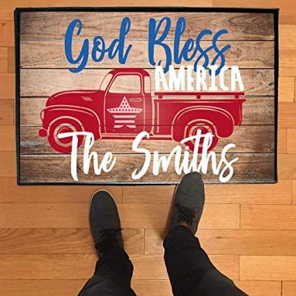 Custom God Bless America Doormat