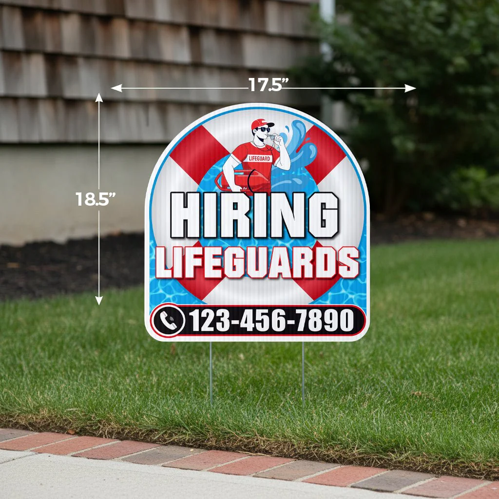 Custom Hiring Lifeguards Yard Sign | 10-Pack | 20 EZ Stakes Included - Image 4