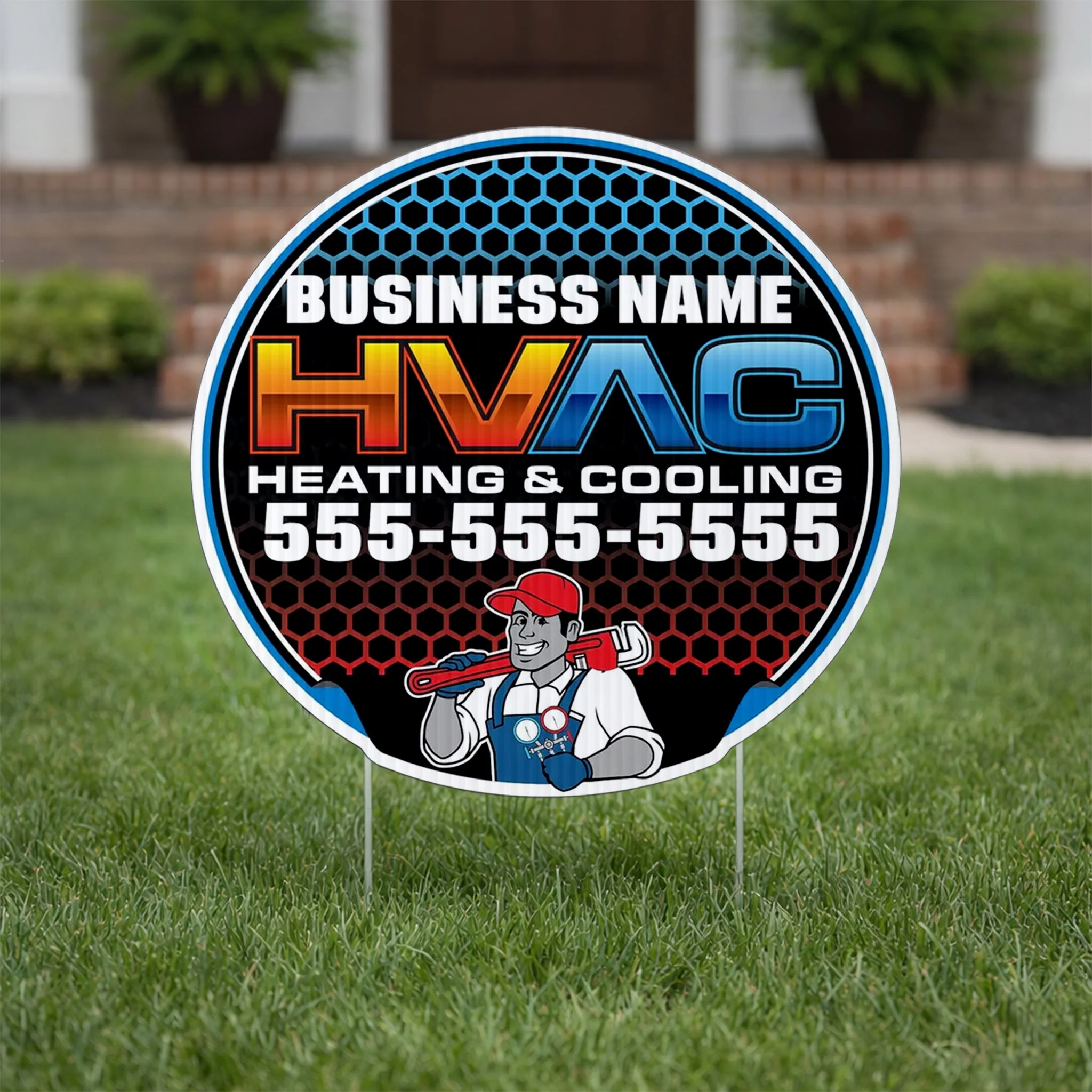Custom HVAC Yard Signs | 10-Pack| Two-Sided | Personalized Heating & Cooling Signs 20 EZ Stakes Included (Copy)