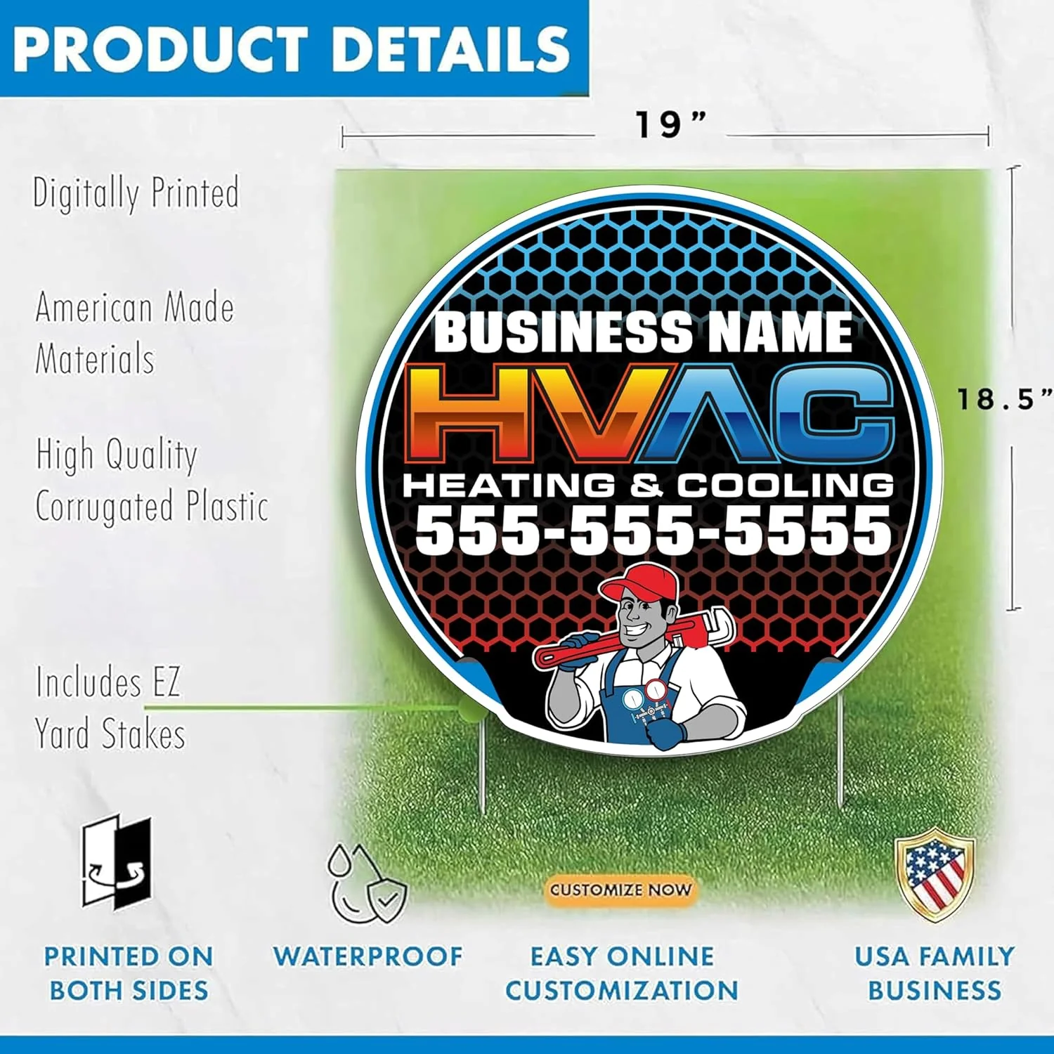 Custom HVAC Yard Signs | 10-Pack| Two-Sided | Personalized Heating & Cooling Signs 20 EZ Stakes Included (Copy) - Image 2