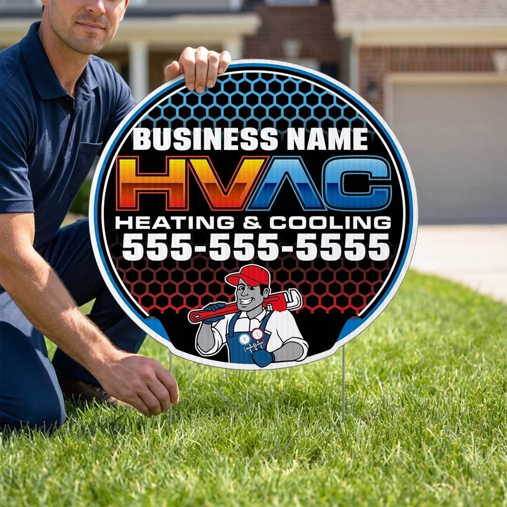 Custom HVAC Yard Signs | 10-Pack| Two-Sided | Personalized Heating & Cooling Signs 20 EZ Stakes Included (Copy) - Image 3