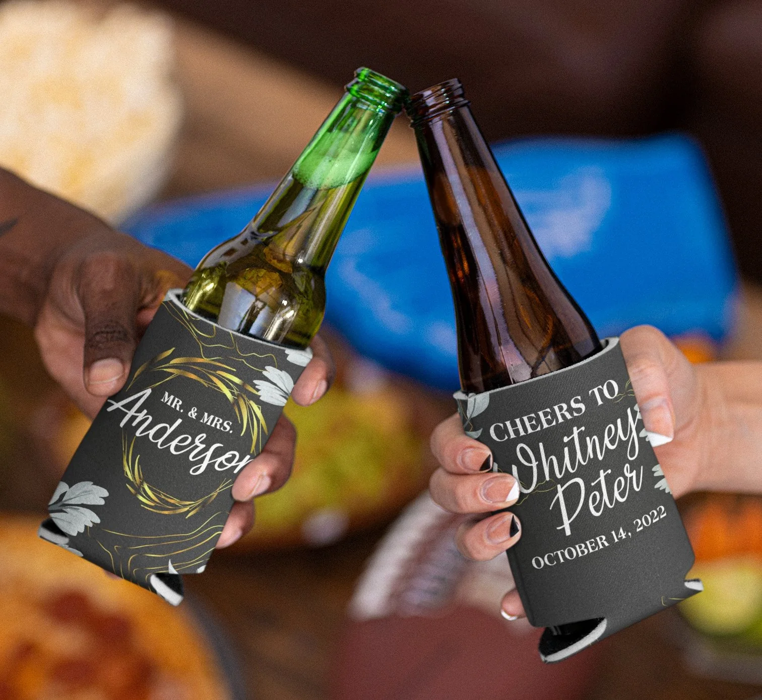 Custom Mr. & Mrs. Wedding Can Cooler