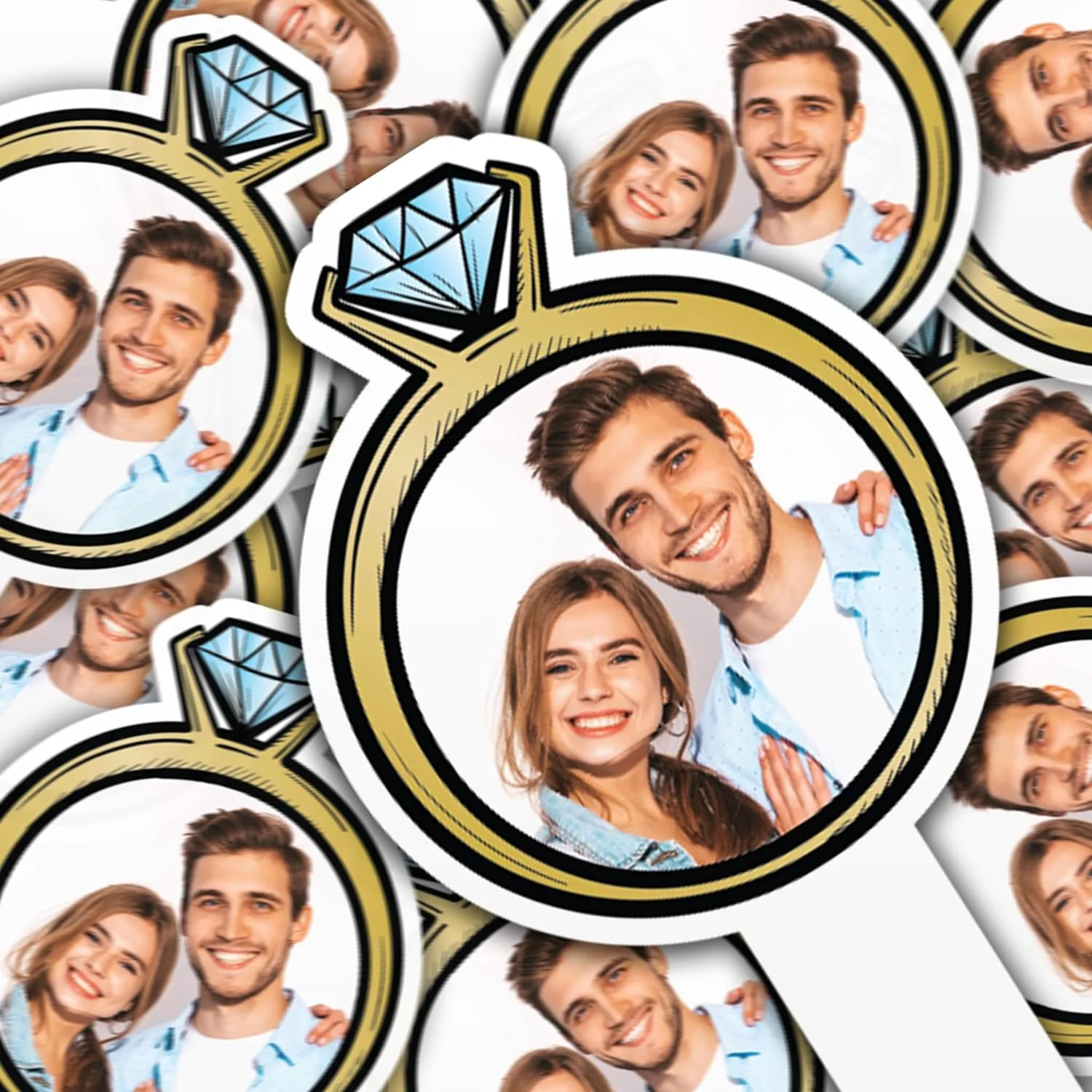 Custom Photo Wedding Cupcake Toppers Ring Shape - Image 5