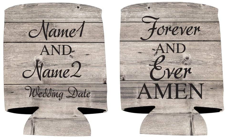 Custom Rustic Forever And Ever Amen Wedding Can Coolers - Image 2