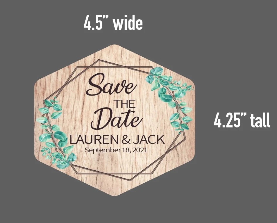 Custom Rustic Save the Date Hexagon Refrigerator Magnets - Image 2