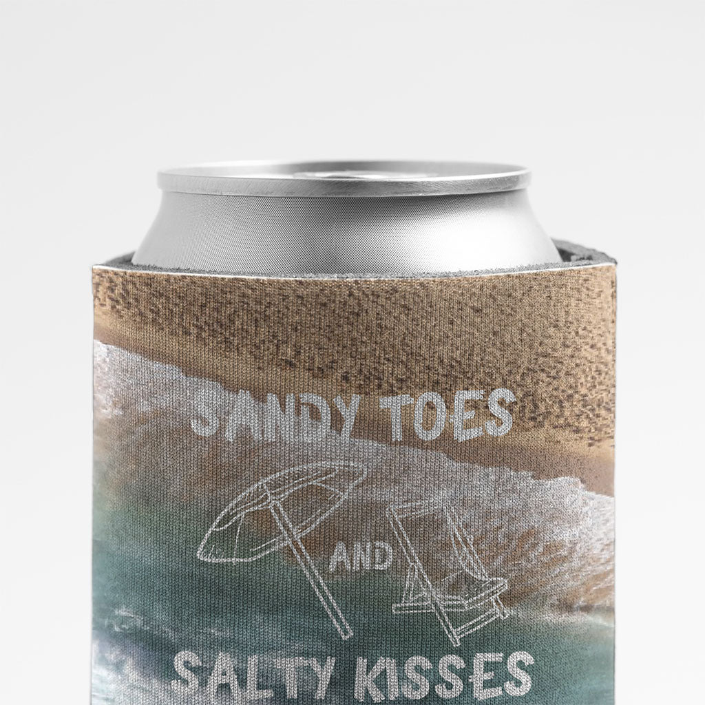 Personalized Sandy Toes And Salty Kisses Wedding Can Cooler - Image 3