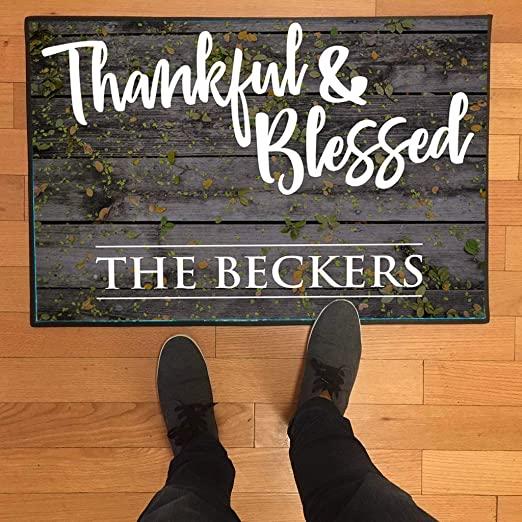 Custom Thankful & Blessed Doormat
