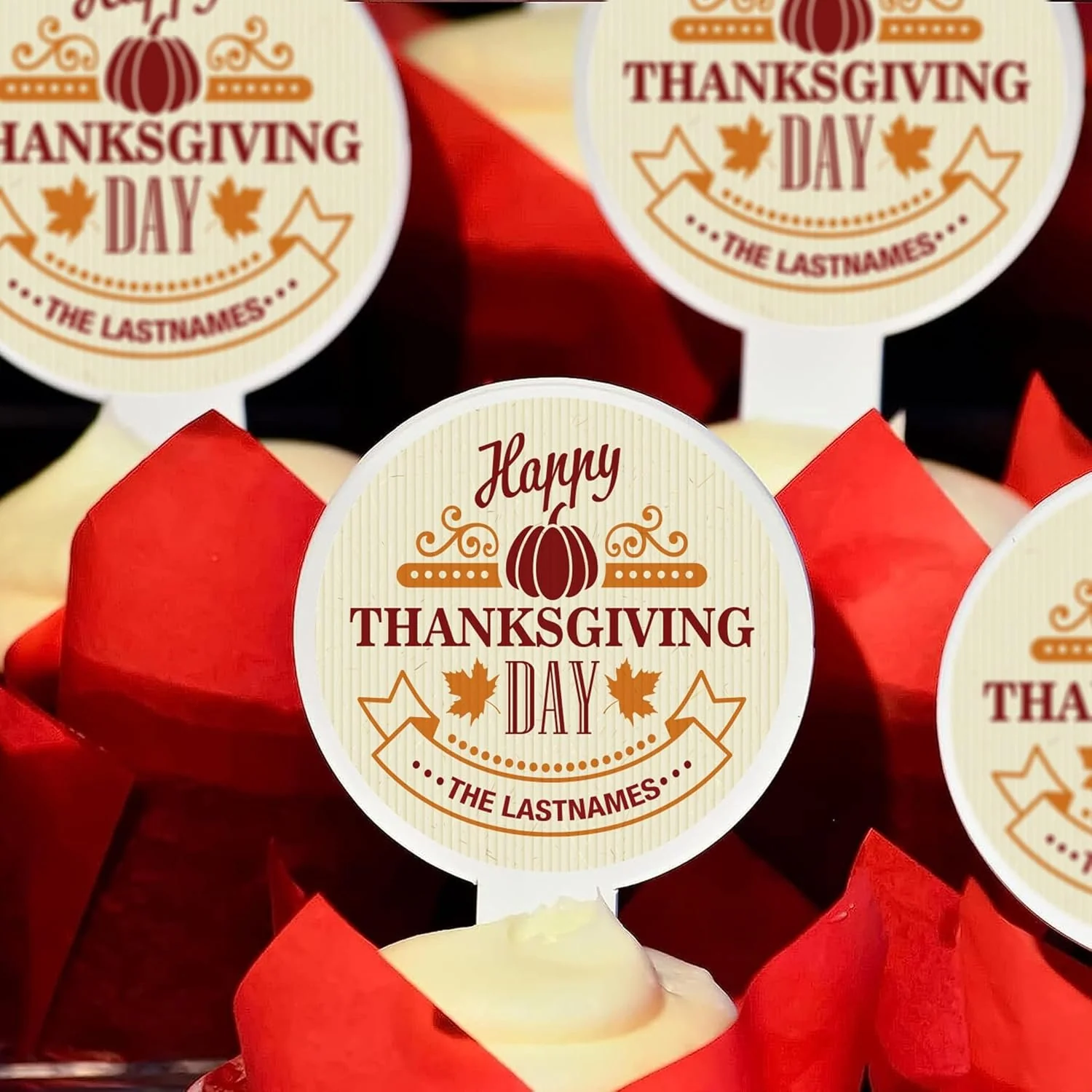 Custom Thanksgiving Cupcake Toppers - Image 4
