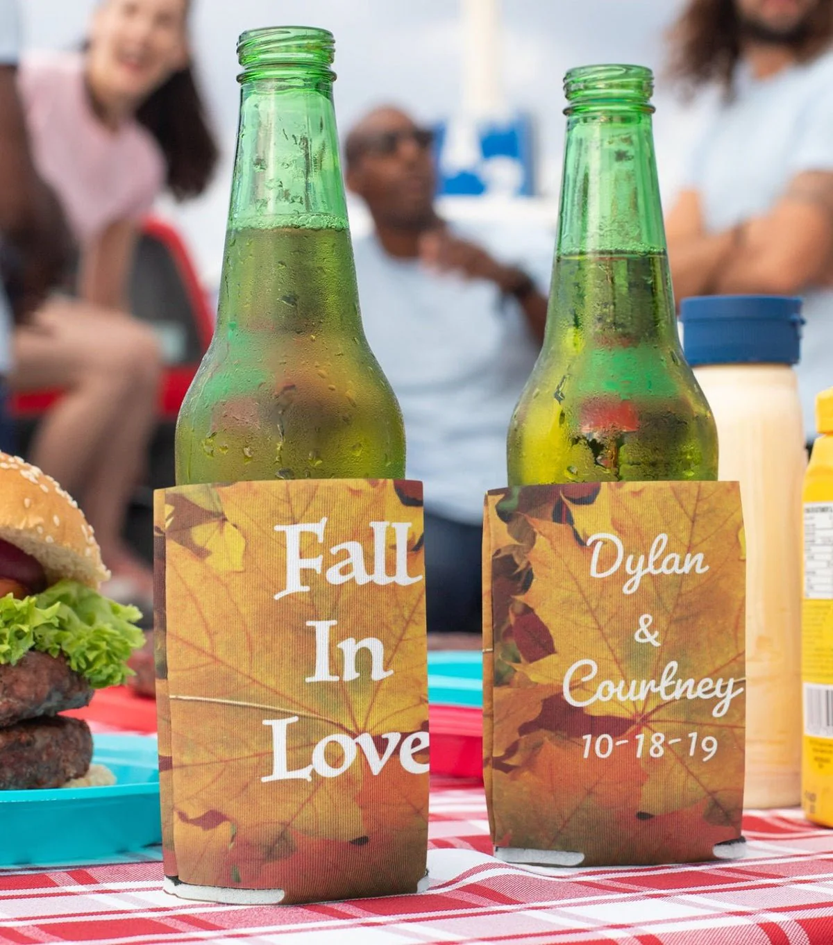 Custom Fall In Love Wedding Can Cooler