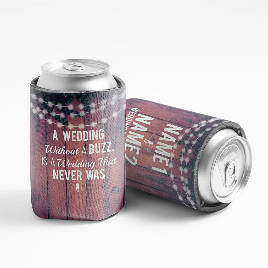 Custom Without A Buzz Wedding Can Coolers Pack