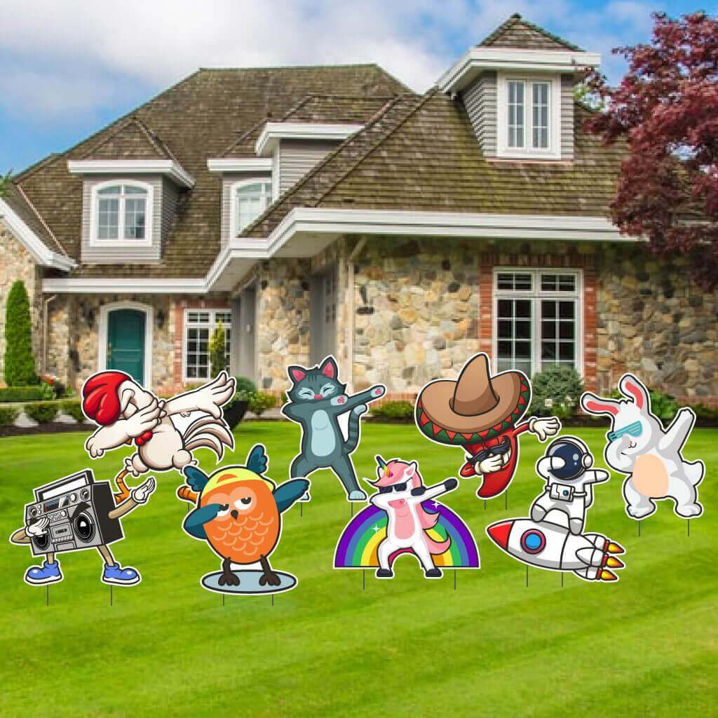 Dabbing Characters Accessory Yard Card Signs 8 pc set