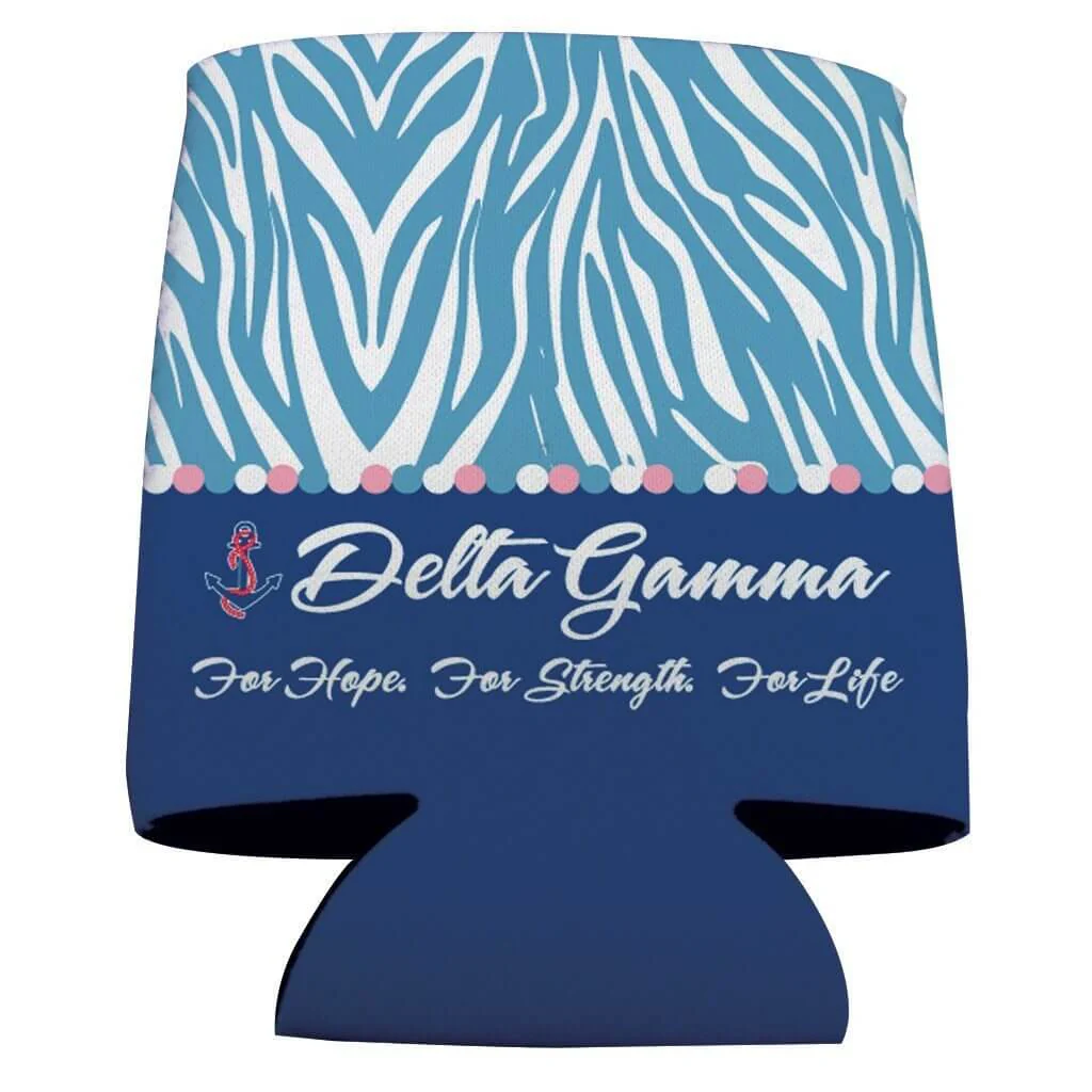 Delta Gamma Zebra Print Can Cooler Set