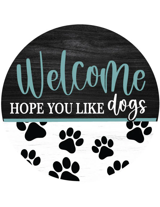 Hope You Like Dogs Front Door Decor – 15.75" Round Hanging Sign | UV-Printed, Durable Fiberboard - Image 2