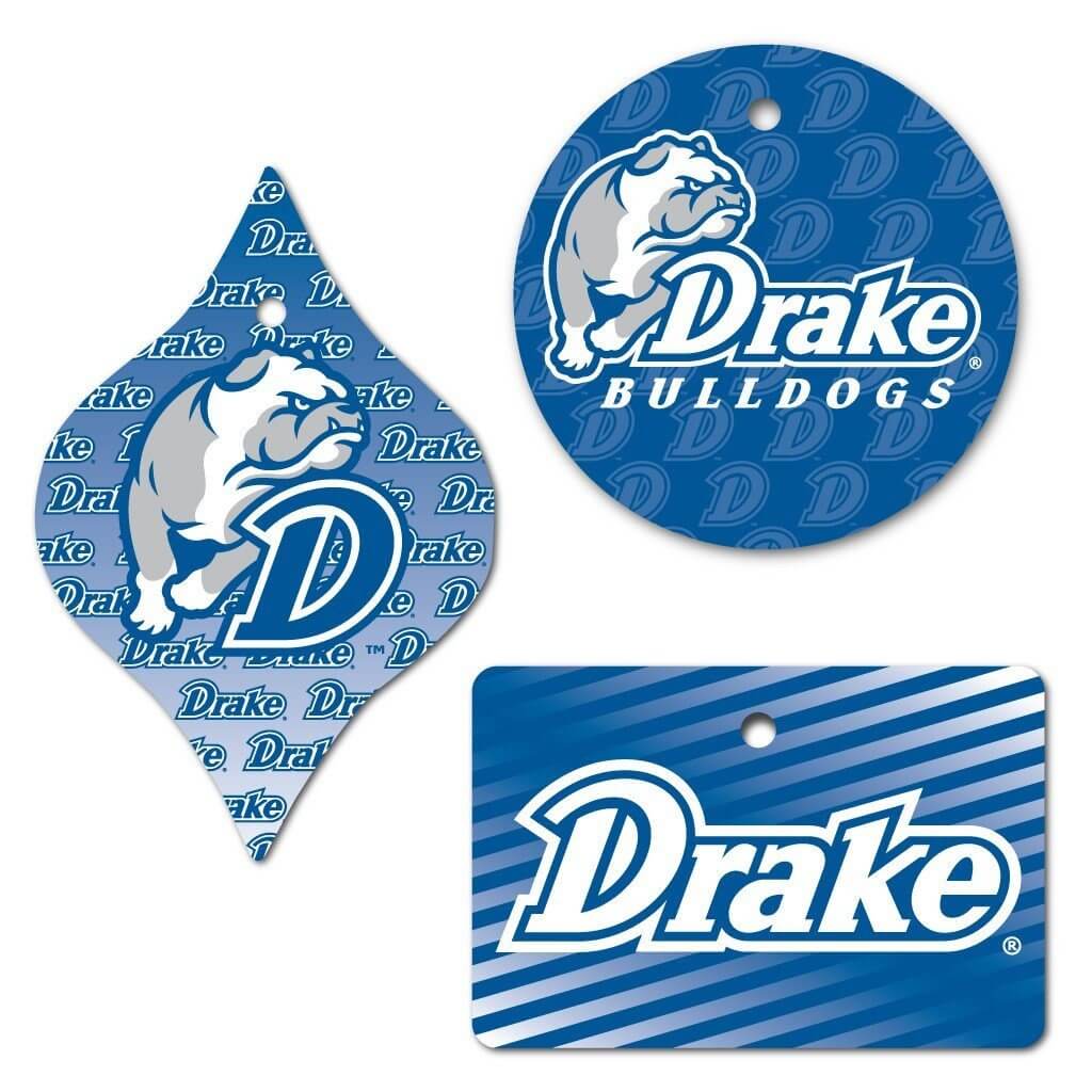 Drake University Ornament Set of 3 Shapes