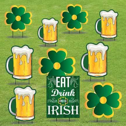 Eat Drink And Be Irish St. Patrick's Day Yard Cards | 10 piece set