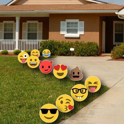 Emoji Faces Pathway Markers Yard Cards 12 piece set
