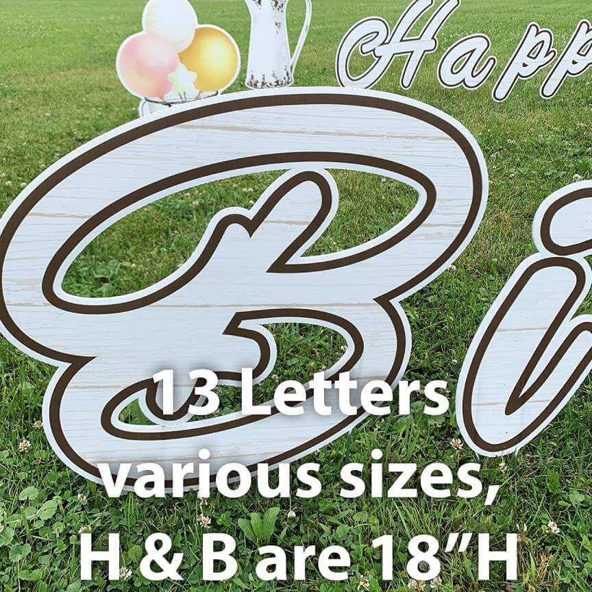 Farmhouse Happy Birthday Yard Cards 20 piece set - 10 EZ Stakes, 30 Short Stakes - Image 2
