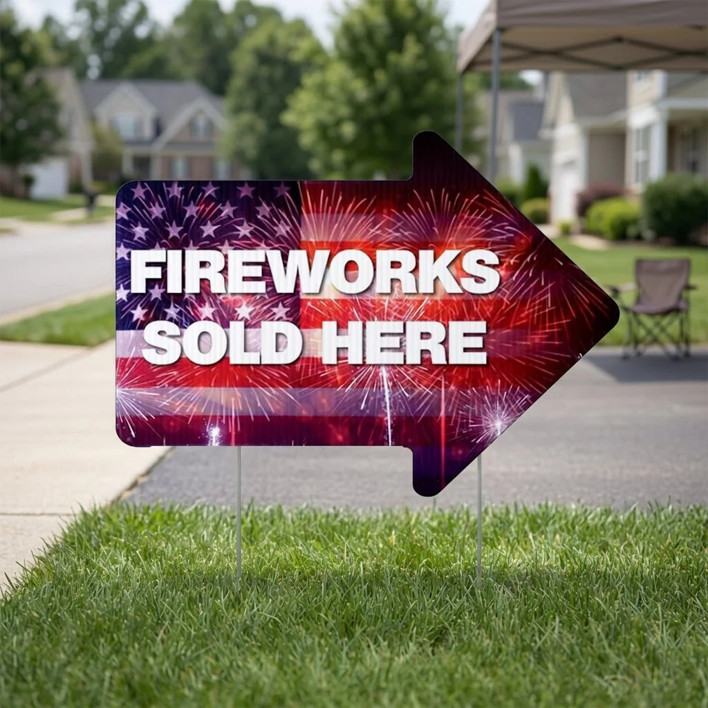 Fireworks Yard Sign with Stakes | 10-Pack | Two-Sided Arrow - Image 5