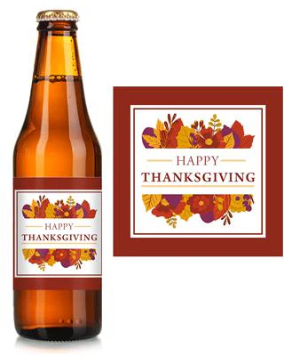 Floral Thanksgiving Beer Label – Waterproof Peel-and-Stick Label, 3" x 3"