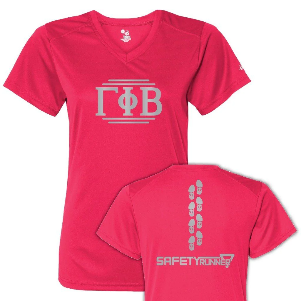 Gamma Phi Beta Women's SafetyRunner Reflective V-neck Performance Shirt - Image 2