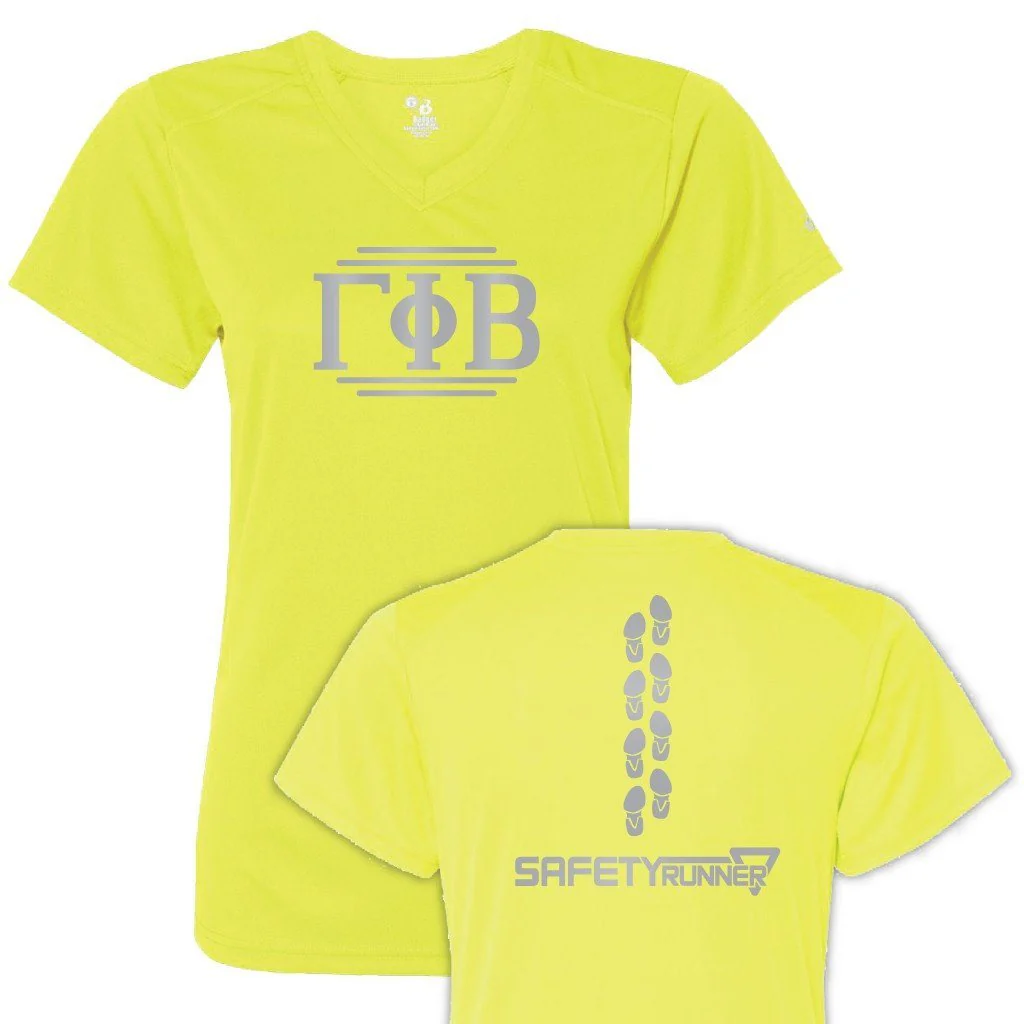 Gamma Phi Beta Women's SafetyRunner Reflective V-neck Performance Shirt - Image 3