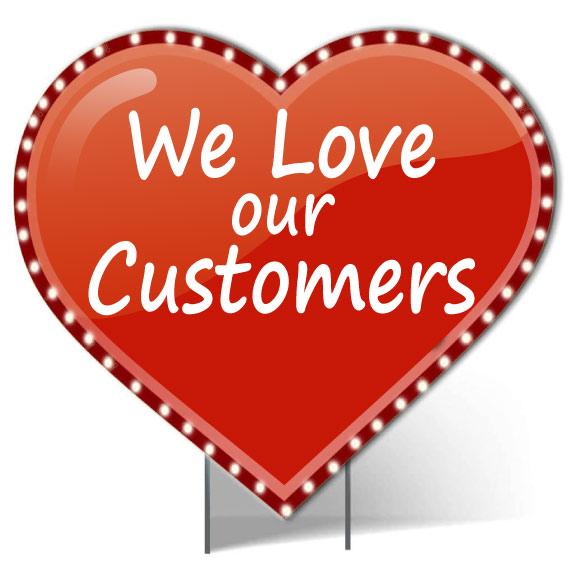 Giant We Love Our Customers Lighted Heart Yard Sign - Image 2