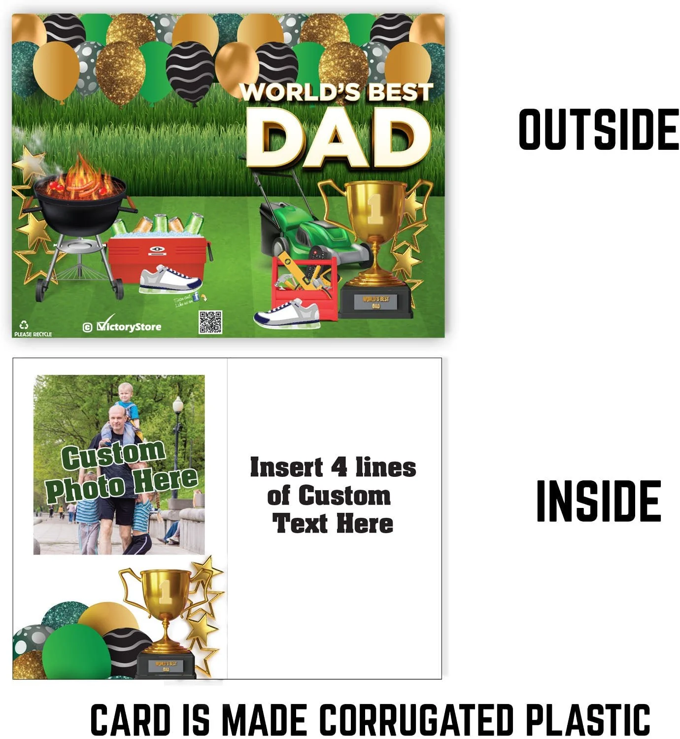 3' Giant Custom World's Best Dad Greeting Card - Image 2