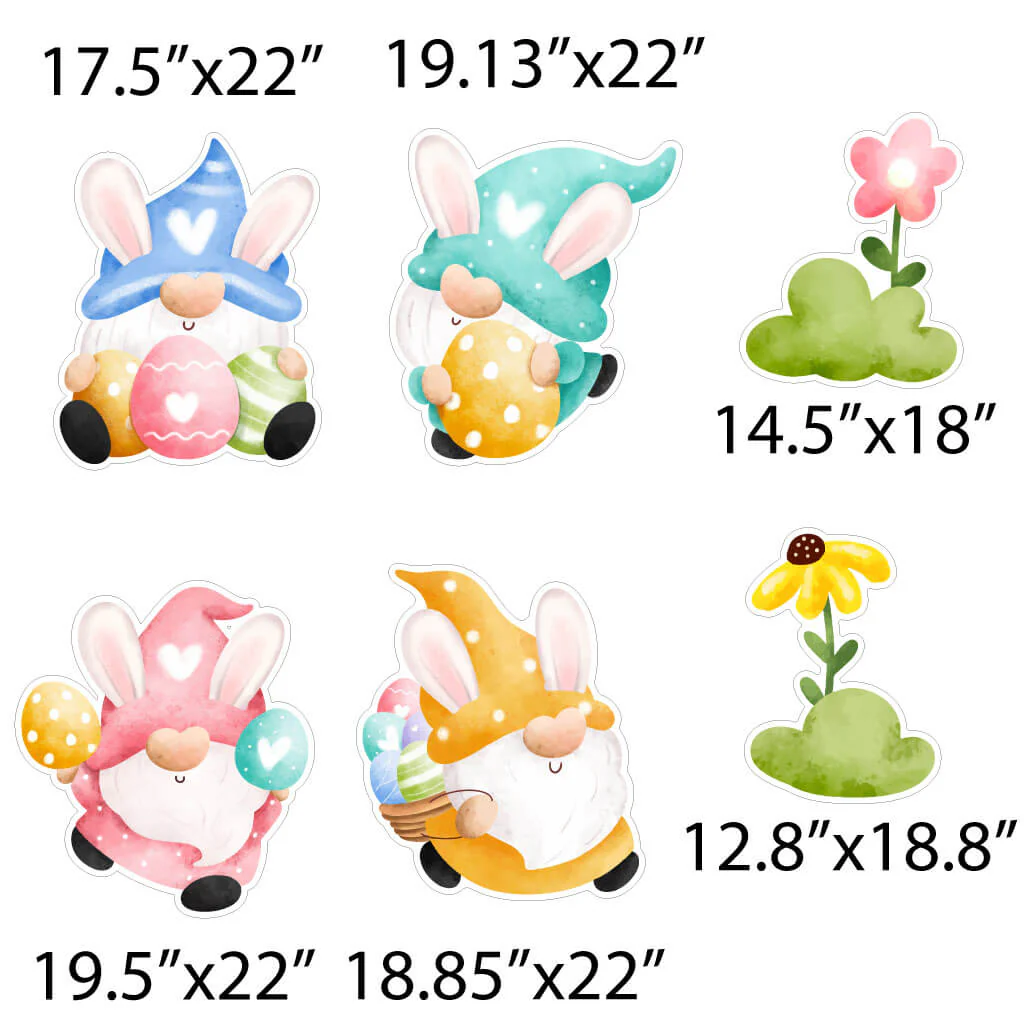 Gnome Theme Happy Easter Quick Set Yard Card Display | 12 pc set - Image 3