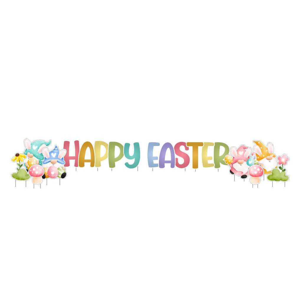 Gnome Theme Happy Easter Quick Set Yard Card Display | 12 pc set - Image 4