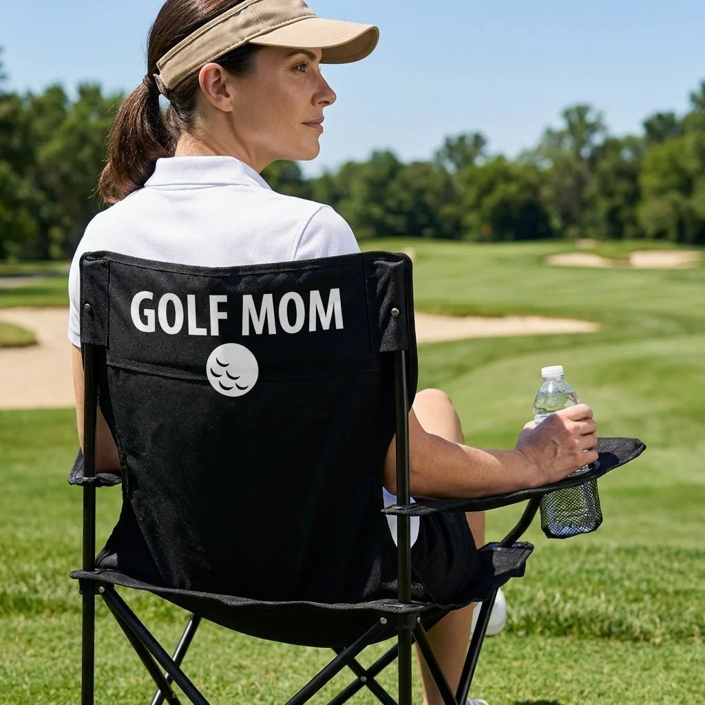 Golf Mom Black Folding Camping Chair - Image 2