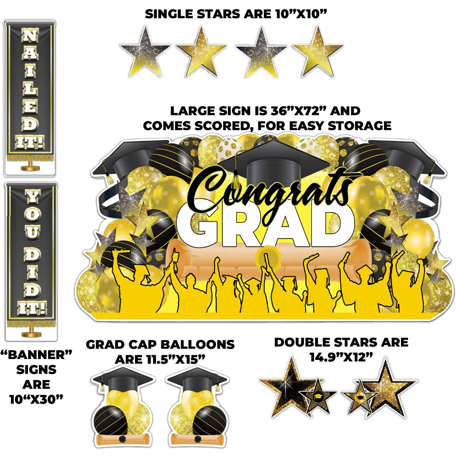 Graduation Oversized EZ Yard Cards | 11 pc set - Image 20