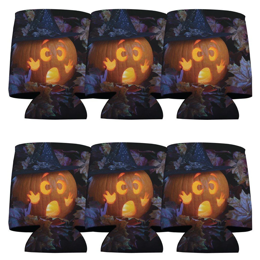 Scared Pumpkin Halloween Party Can Cooler Set - Image 4