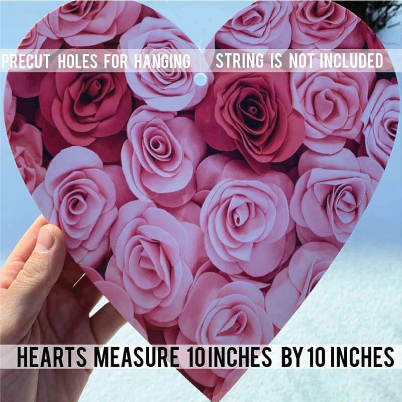Hanging Rose Patterned Hearts Decorations - Image 2