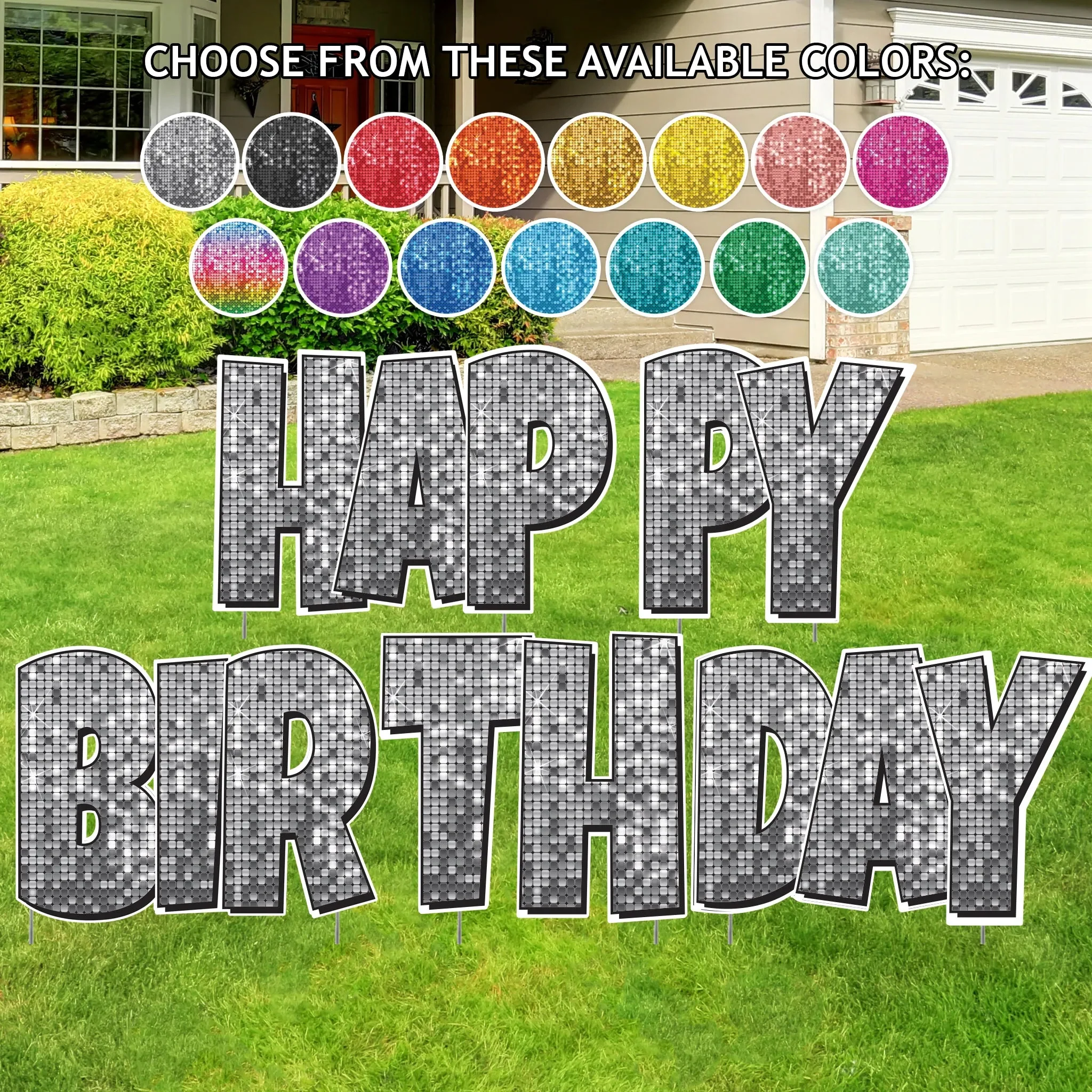Happy Birthday Quick Set | Luckiest Guy Font | 24" Disco Sparkle | 5 pc Set