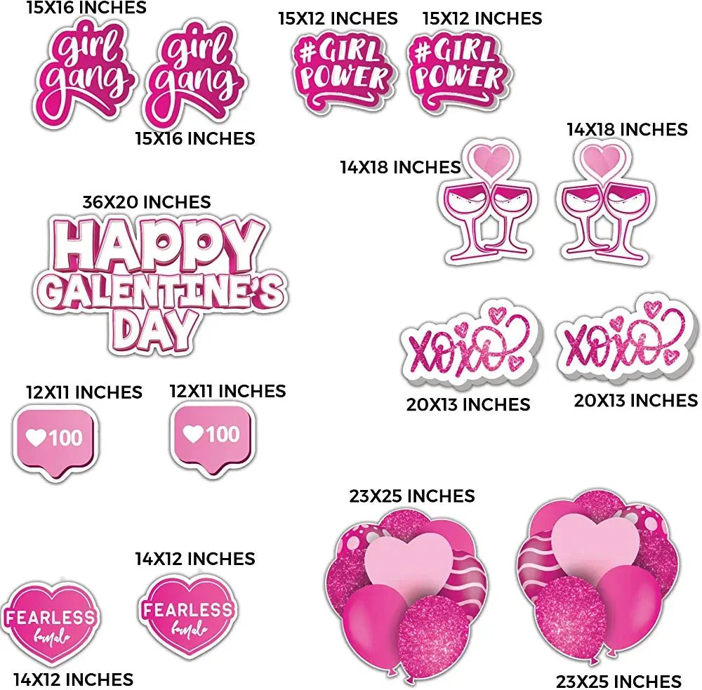 Happy Galentine's Day | Fearless Female, Girl Power Yard Card | 15 Pc Quick Set - Image 2