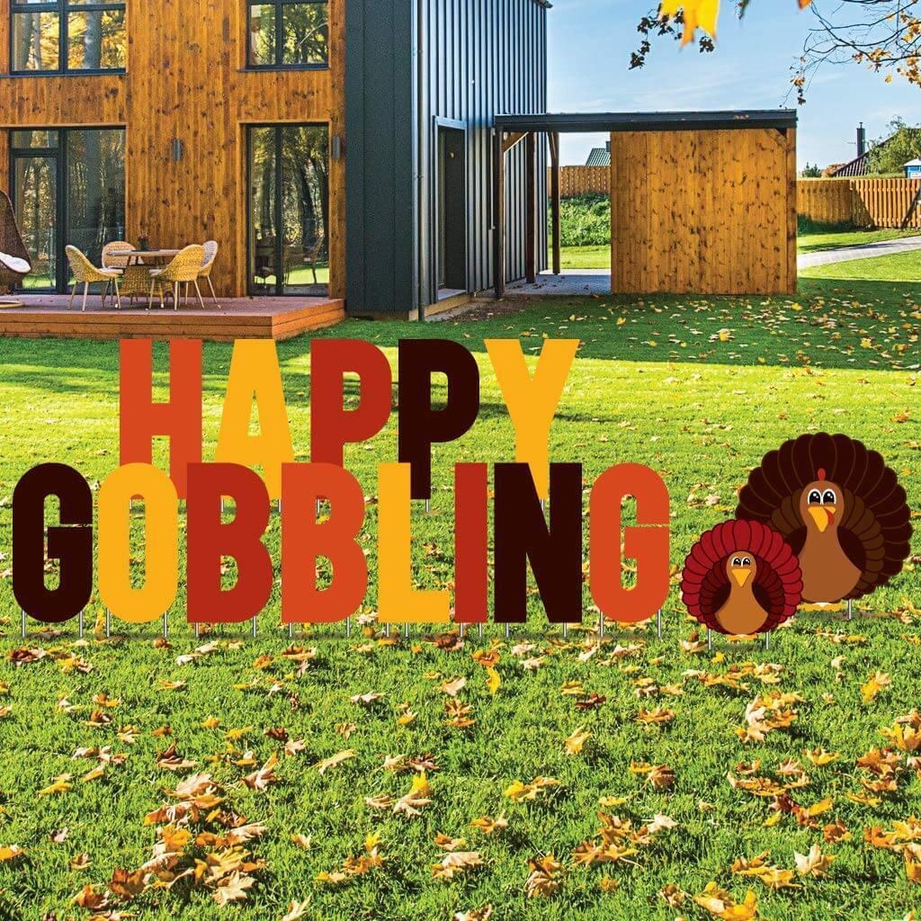Happy Gobbling Thanksgiving Yard Card Letters 15 piece set