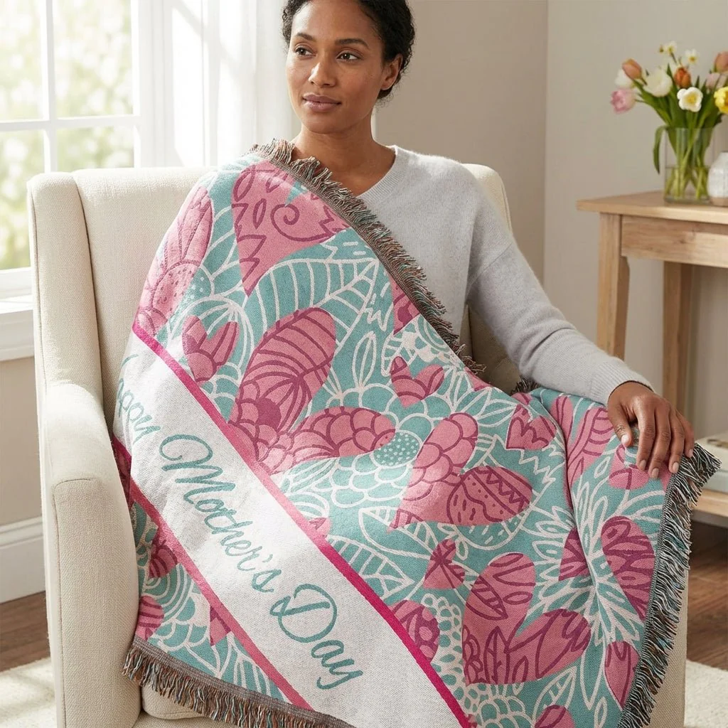 Hearts Mother's Day Woven Throw Blanket - Image 2