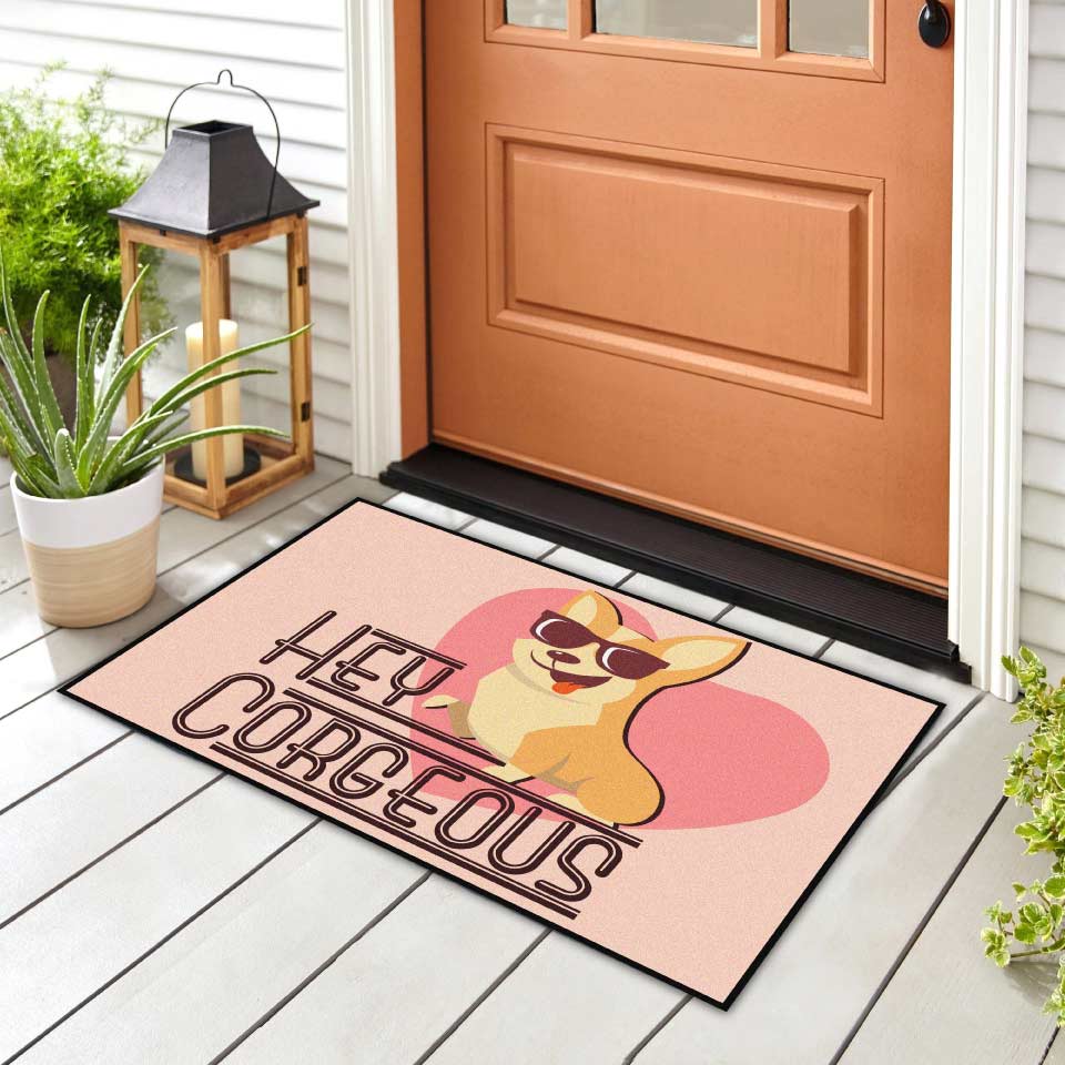 Hey Corgeous Valentine Doormat