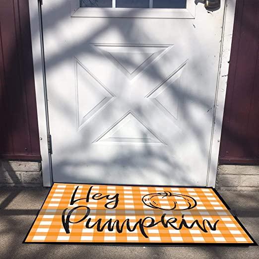 Plaid Hey Pumpkin Doormat - Image 2