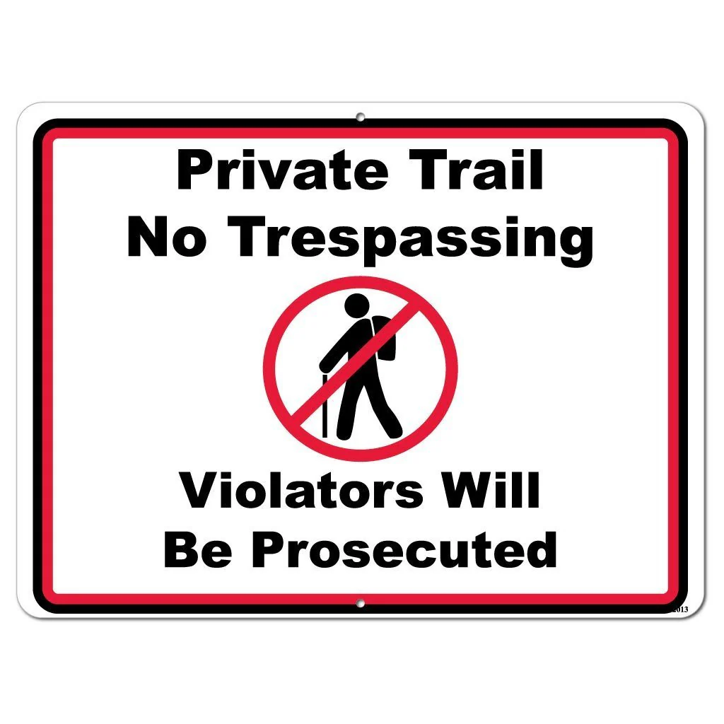 Private Trail No Trespassing Signage | Hiking - Image 3