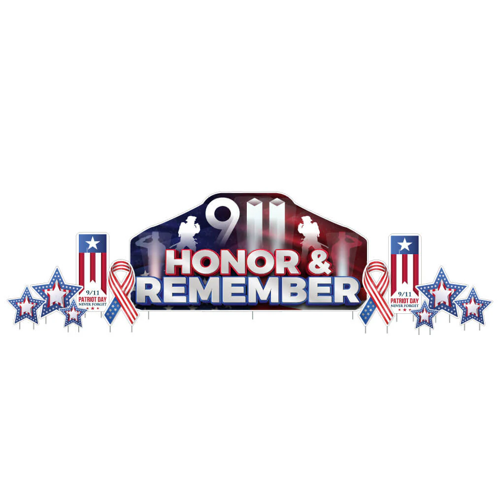 Honor & Remember Patriot Day Oversized EZ Yard Card Display 11 pc set - Image 2