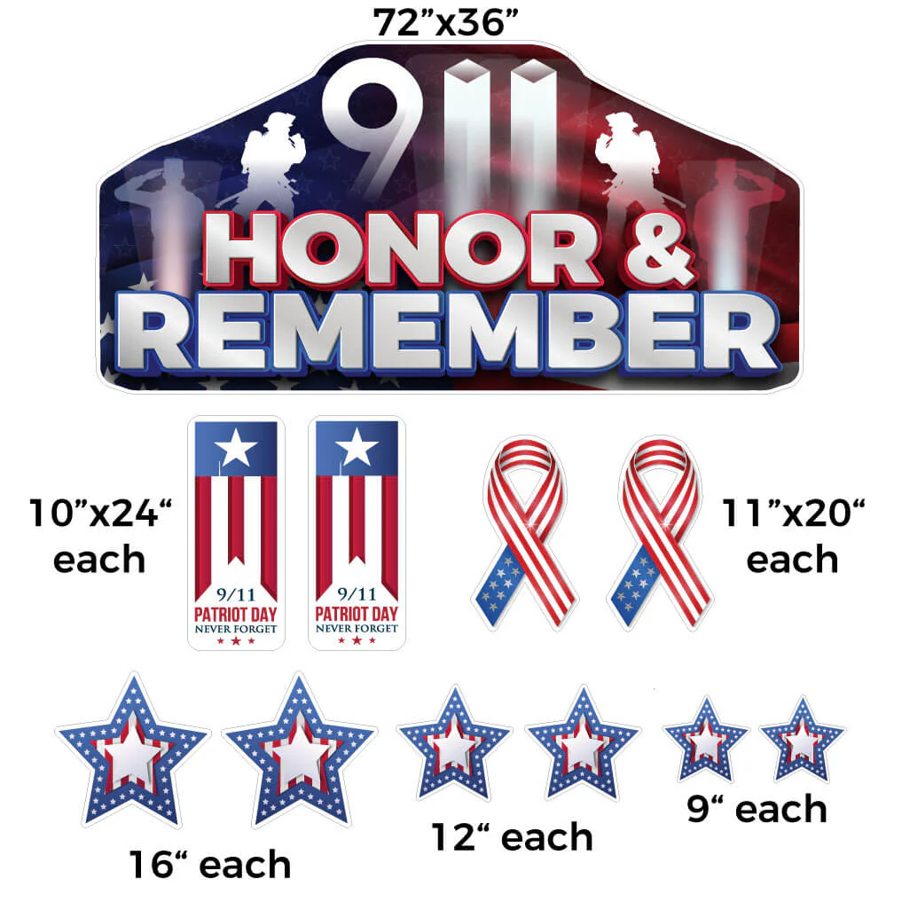 Honor & Remember Patriot Day Oversized EZ Yard Card Display 11 pc set - Image 3
