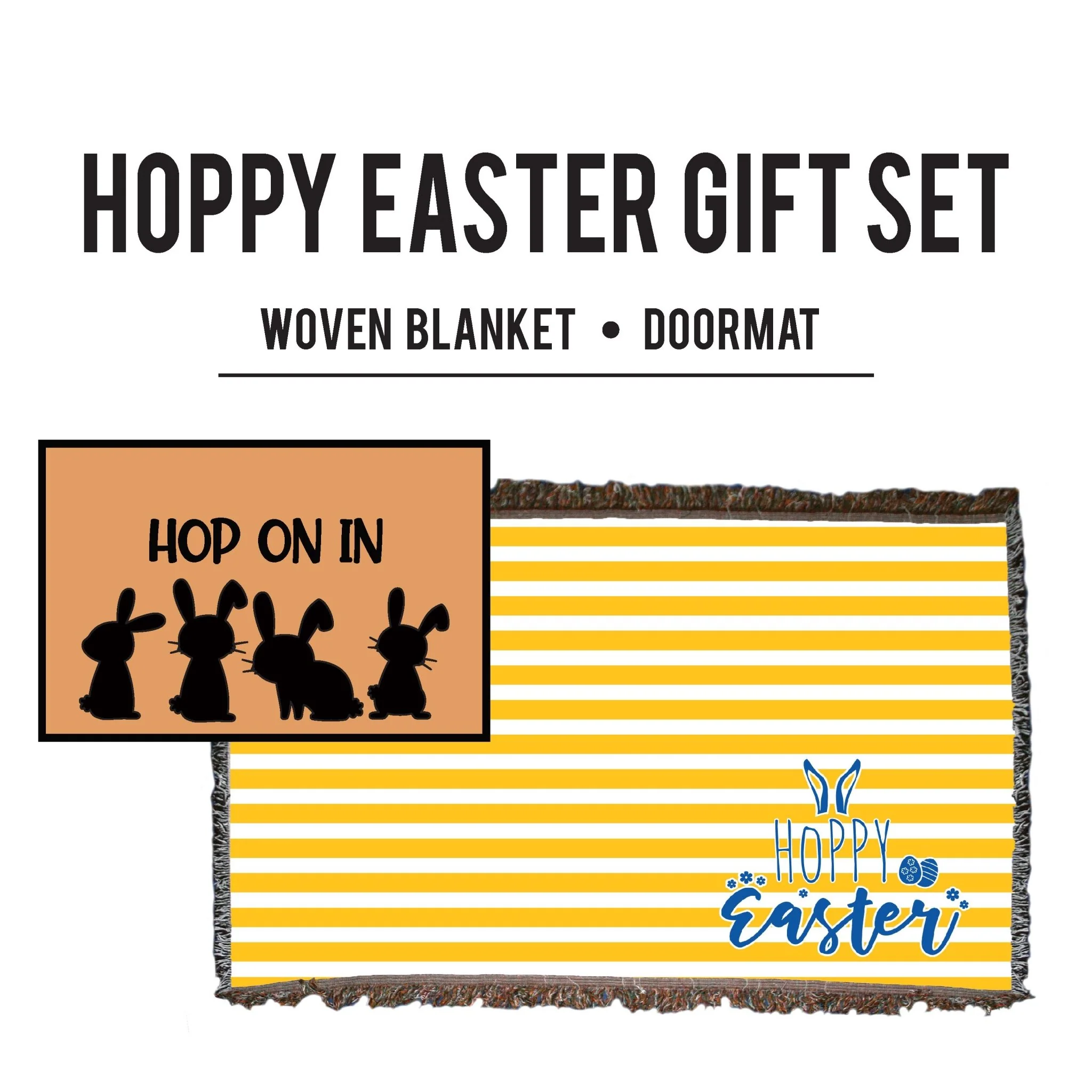 Hoppy Easter Blanket & Doormat Gift Set