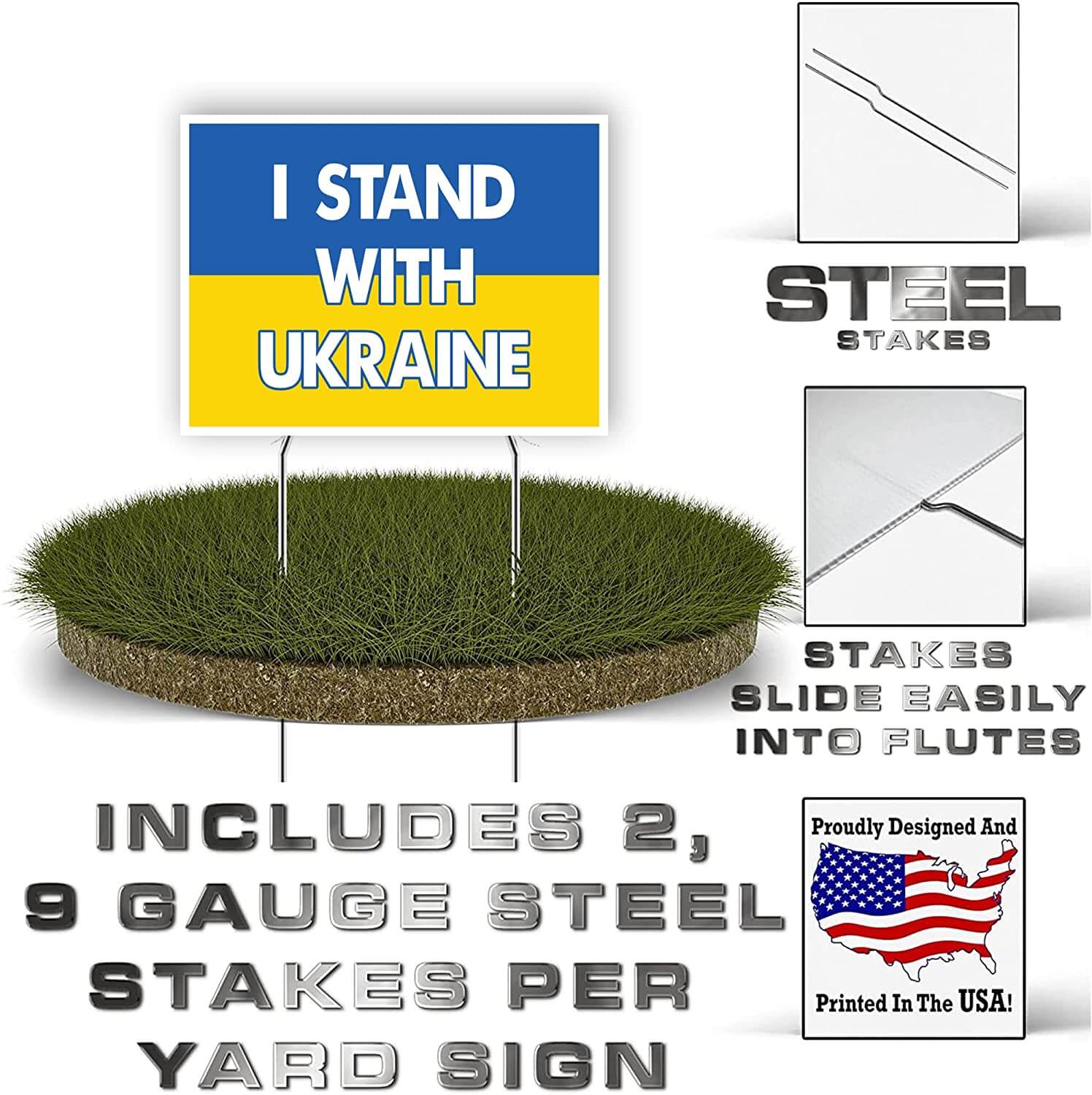 I Stand with Ukraine 18"x24" Yard Sign - Image 2