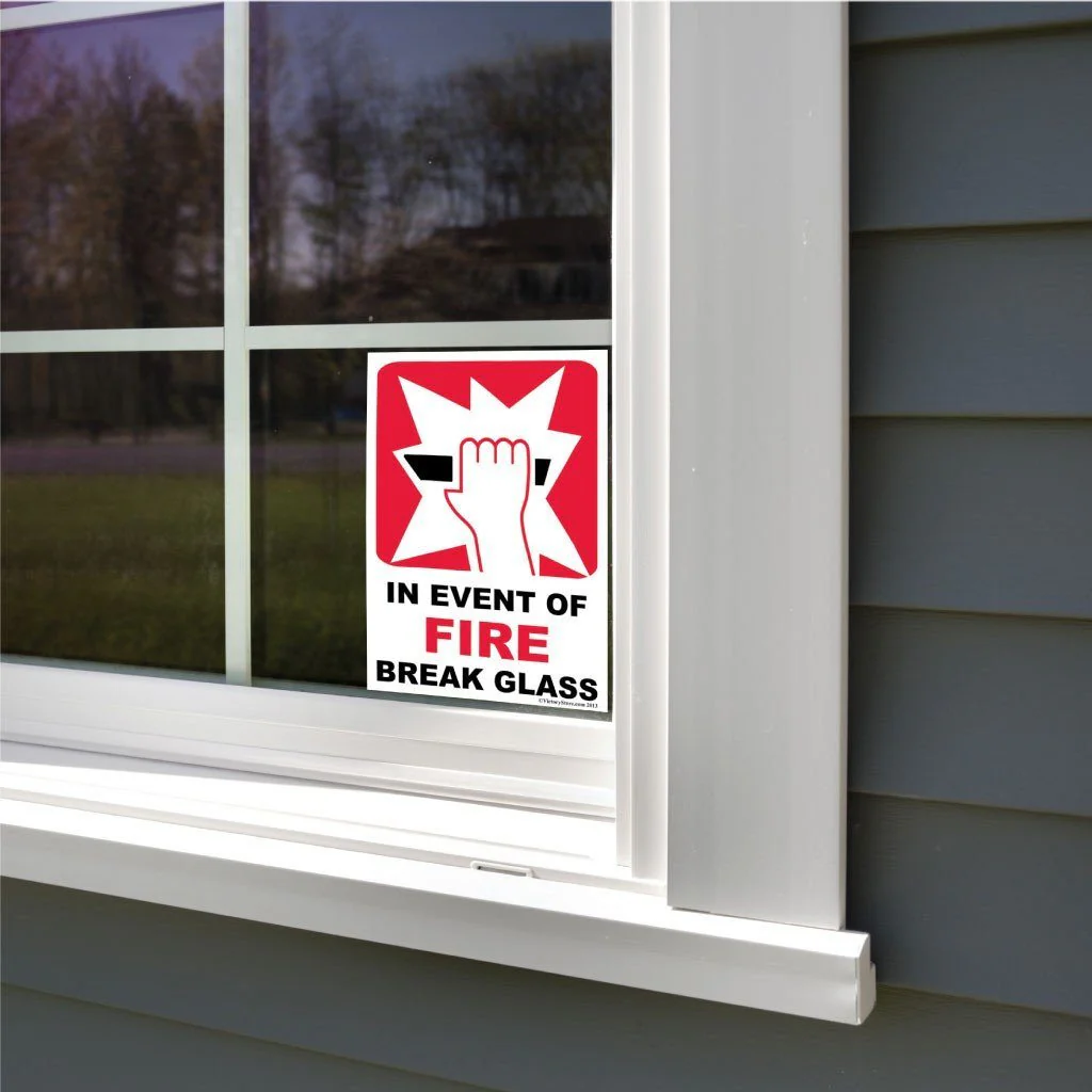 In Event of Fire Break Glass Sign or Sticker